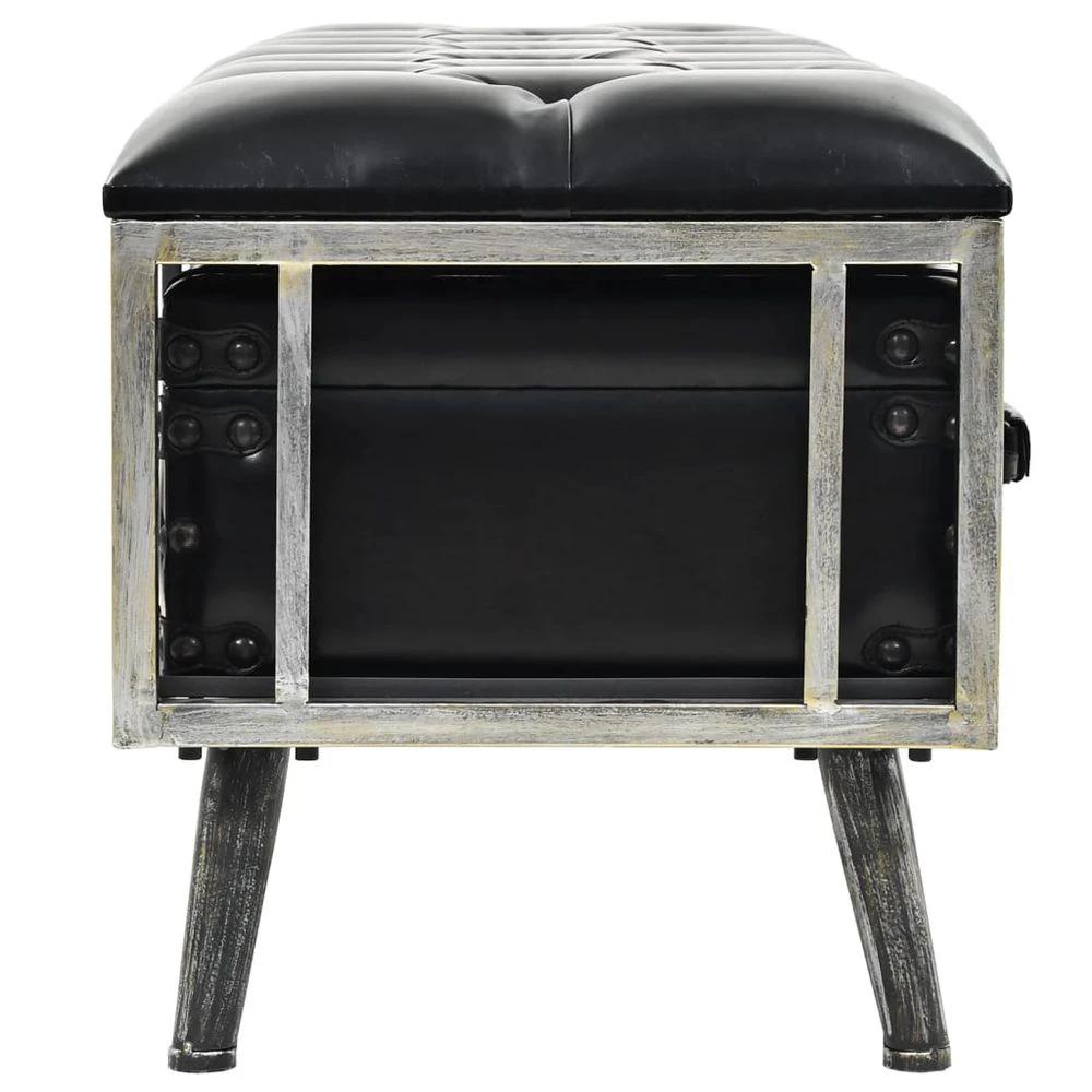 Storage Bench 110 cm vidaXL Black Artificial Leather by vidaXL