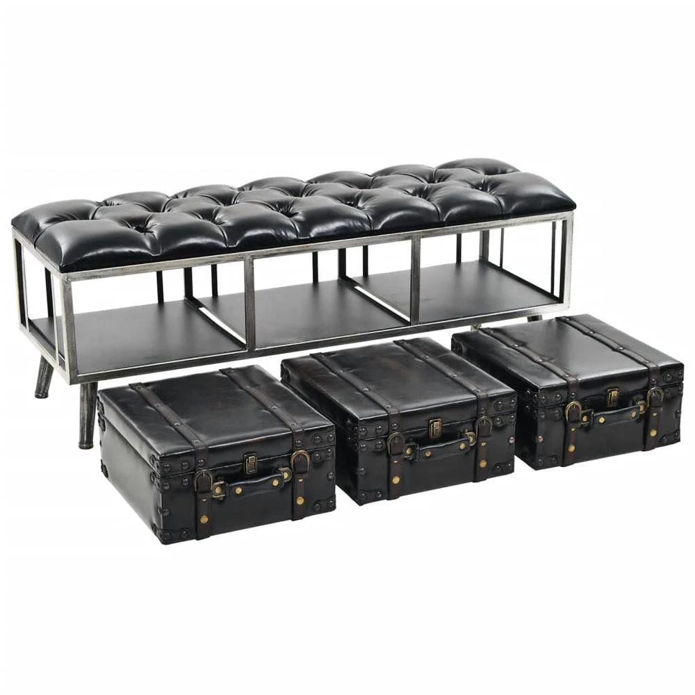 Storage Bench 110 cm vidaXL Black Artificial Leather by vidaXL