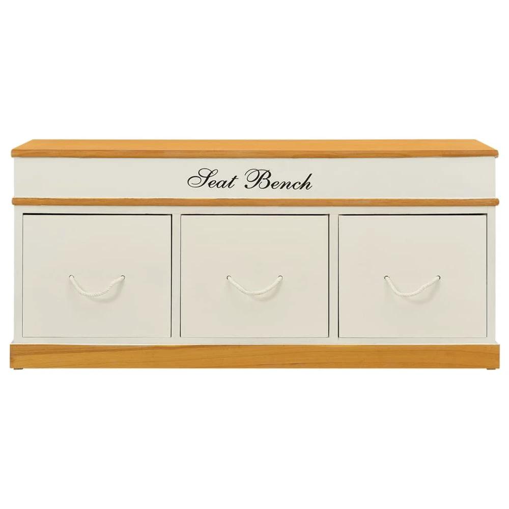 vidaXL Storage Bench Solid Paulownia vidaXL Wood 100 cm - Uncategorized Storage Box
