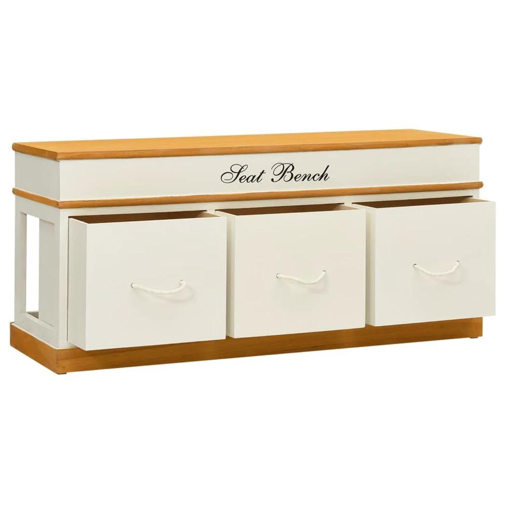 vidaXL Storage Bench Solid Paulownia vidaXL Wood 100 cm - Uncategorized Storage Box