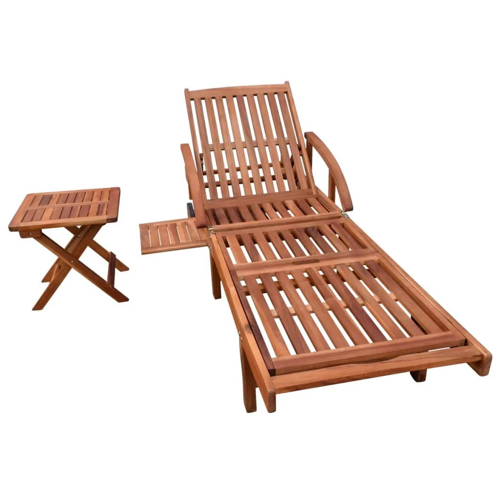 vidaXL Sun Lounger Solid Acacia Wood - Sun Lounger