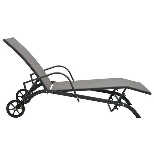vidaXL Sun Lounger Steel and Textilene - Sun Lounger