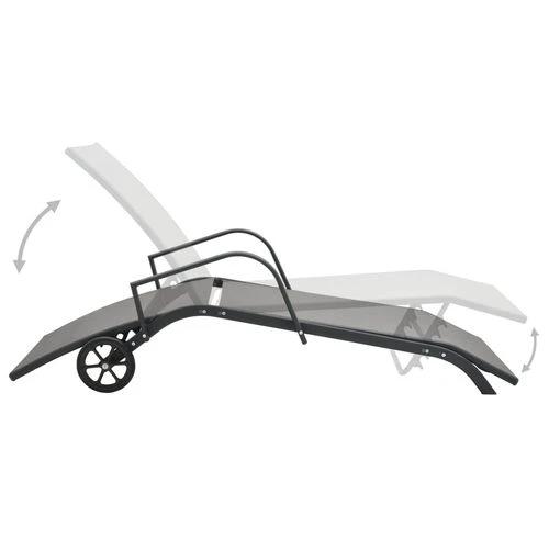 vidaXL Sun Lounger Steel and Textilene - Sun Lounger