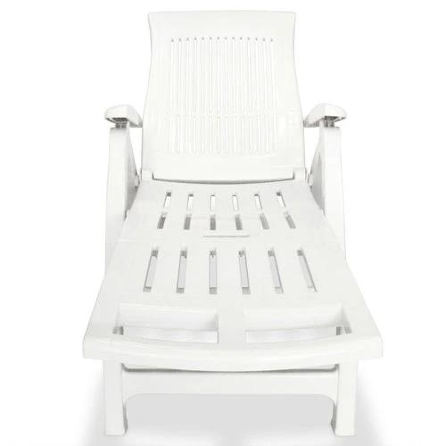 vidaXL Sun Lounger with Footrest Plastic White by vidaXL