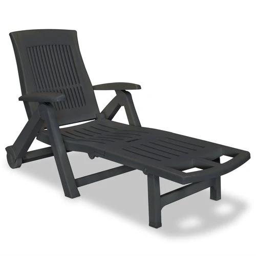 vidaXL Sun Lounger with Footrest Plastic White by vidaXL