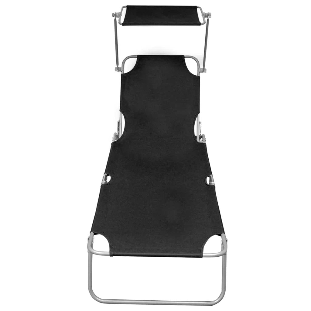 vidaXL vidaXL Folding Sun Lounger with Canopy Blue Aluminium - Sun Lounger