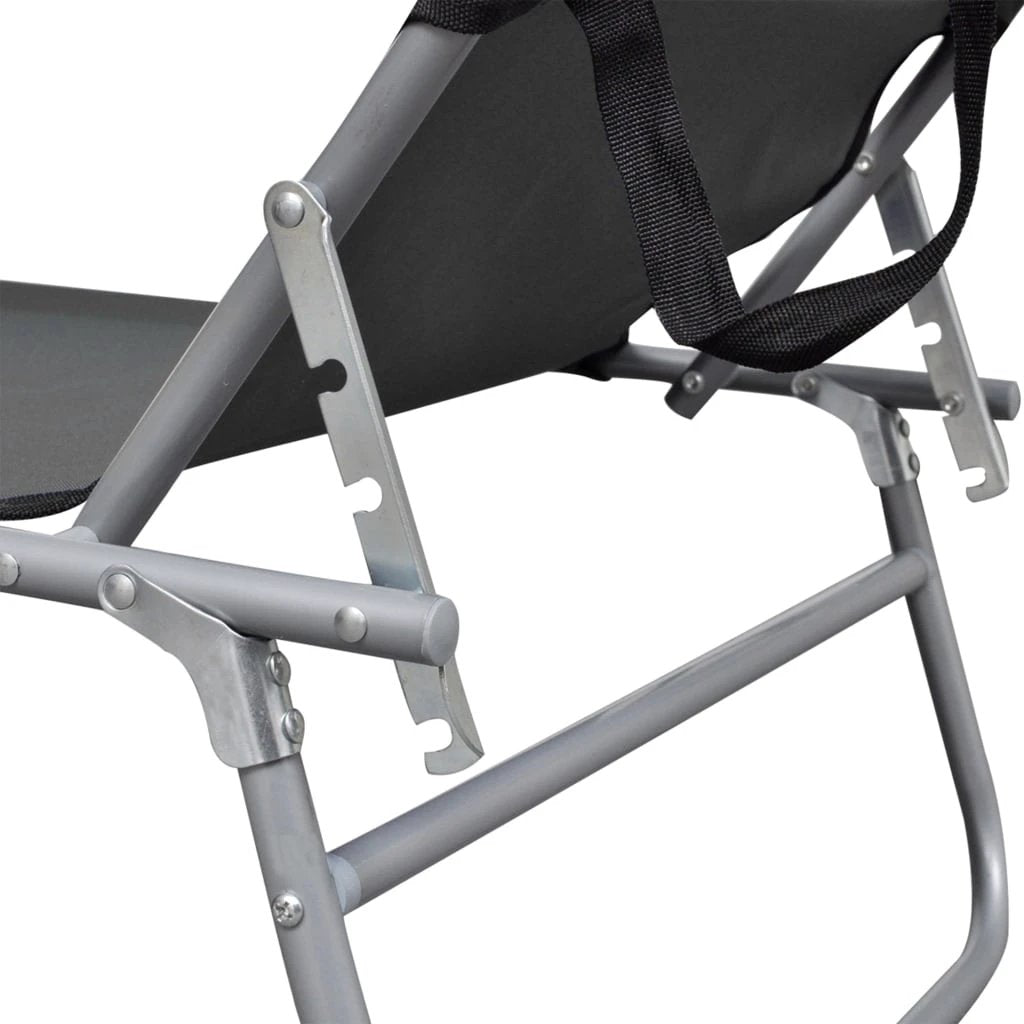 vidaXL Folding Sun Lounger with Canopy Blue Aluminium by vidaXL