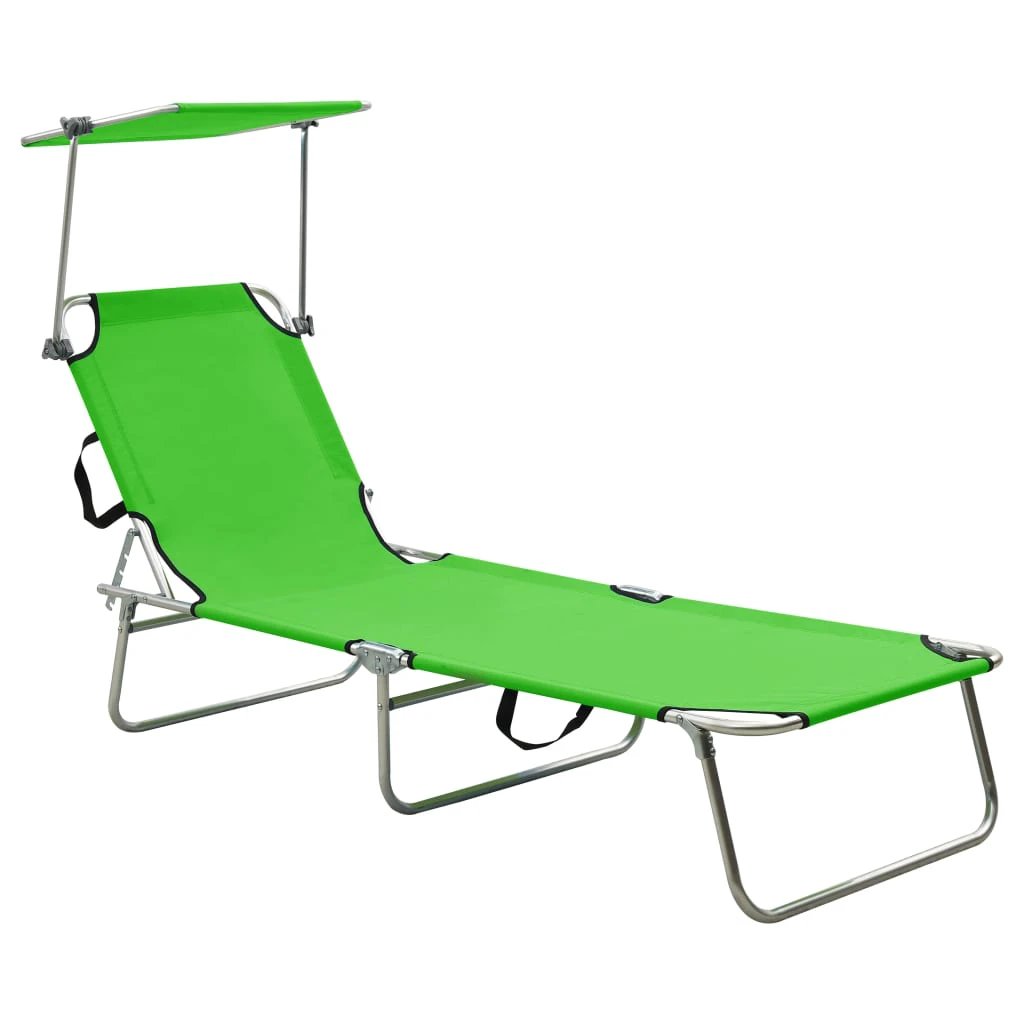 vidaXL Folding Sun Lounger with Canopy Blue Aluminium by vidaXL