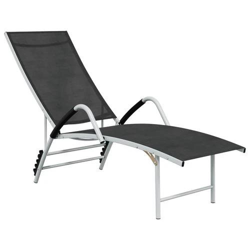 vidaXL Sun Lounger Textilene and Aluminium Black by vidaXL