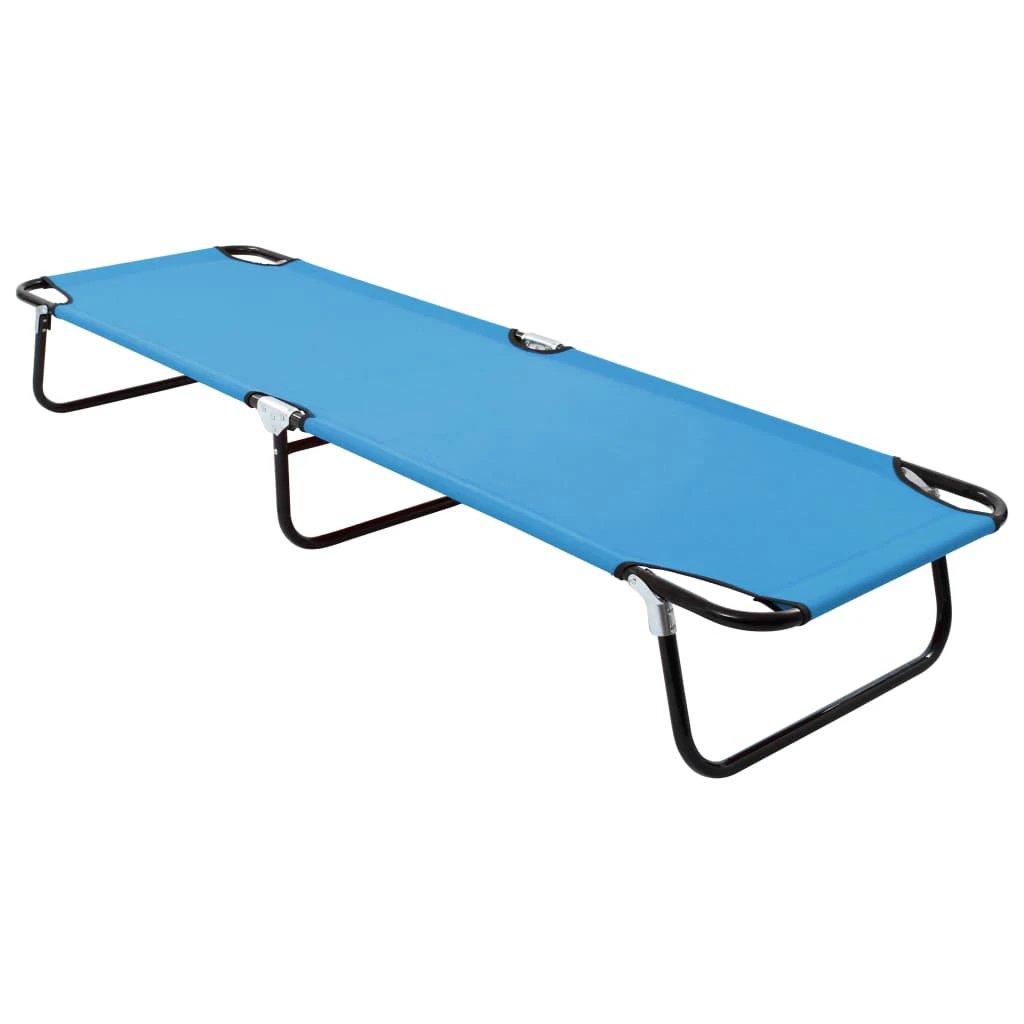 vidaXL Folding Sun Lounger Blue Steel by vidaXL