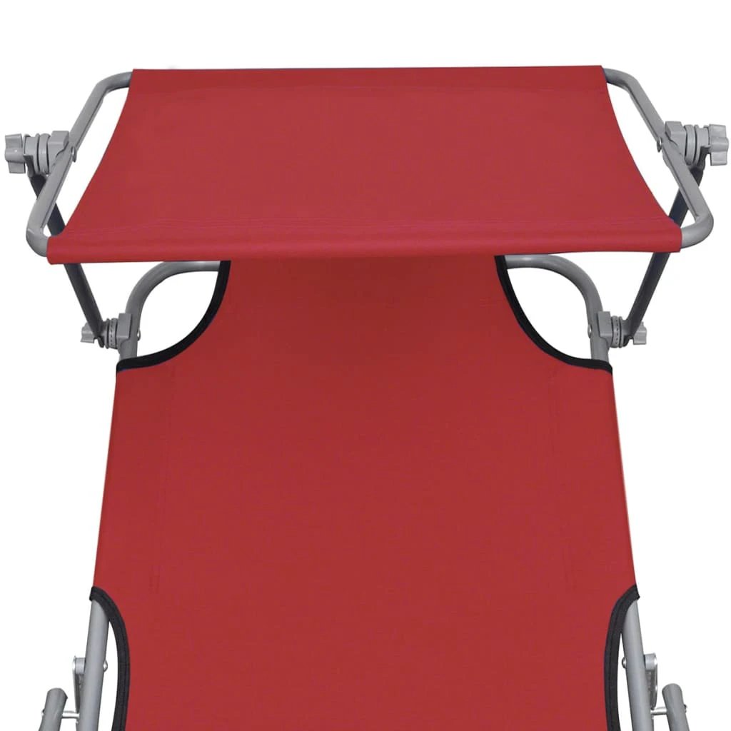 vidaXL Folding Sun Lounger with Canopy Steel Grey by vidaXL