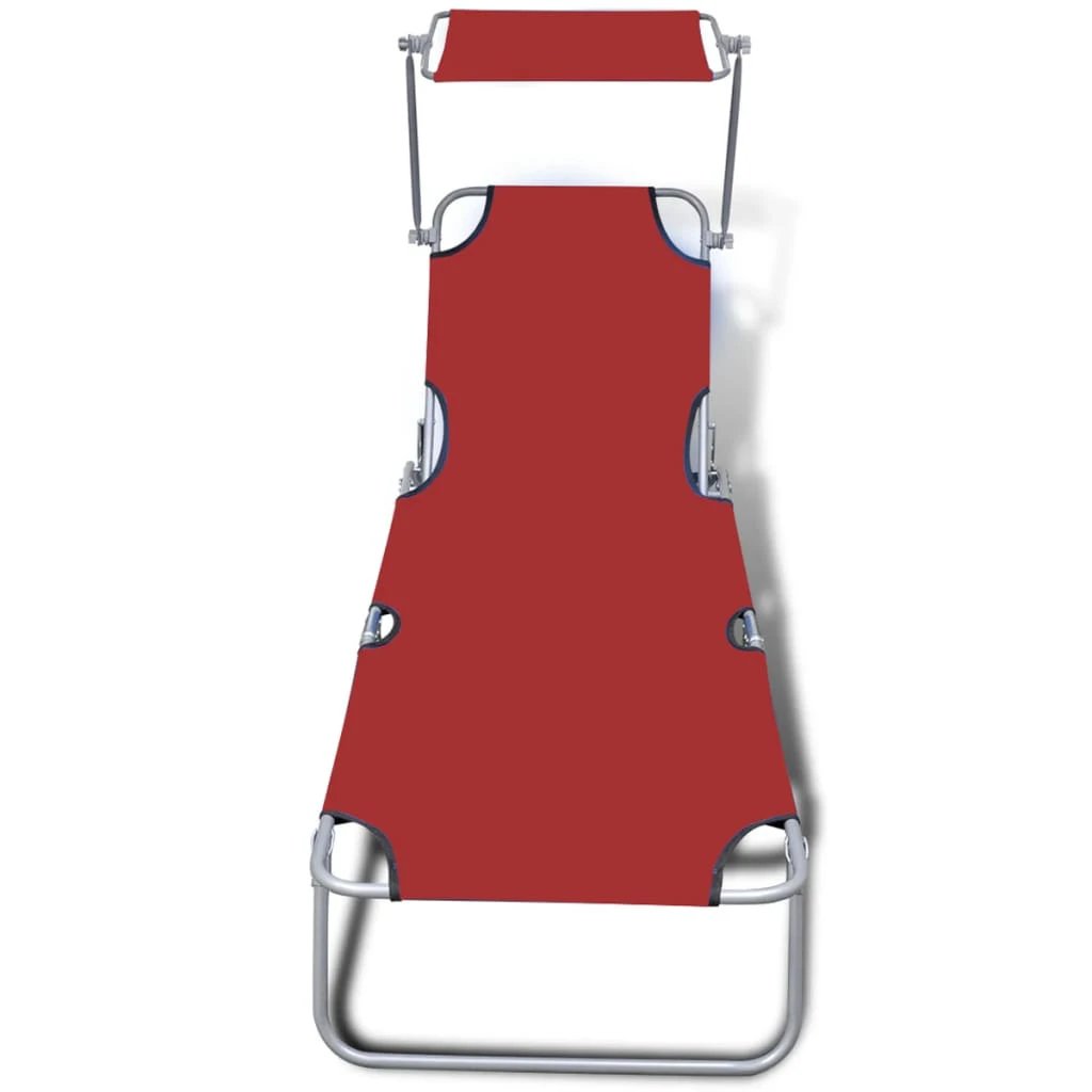 vidaXL Folding Sun Lounger with Canopy Steel Grey by vidaXL