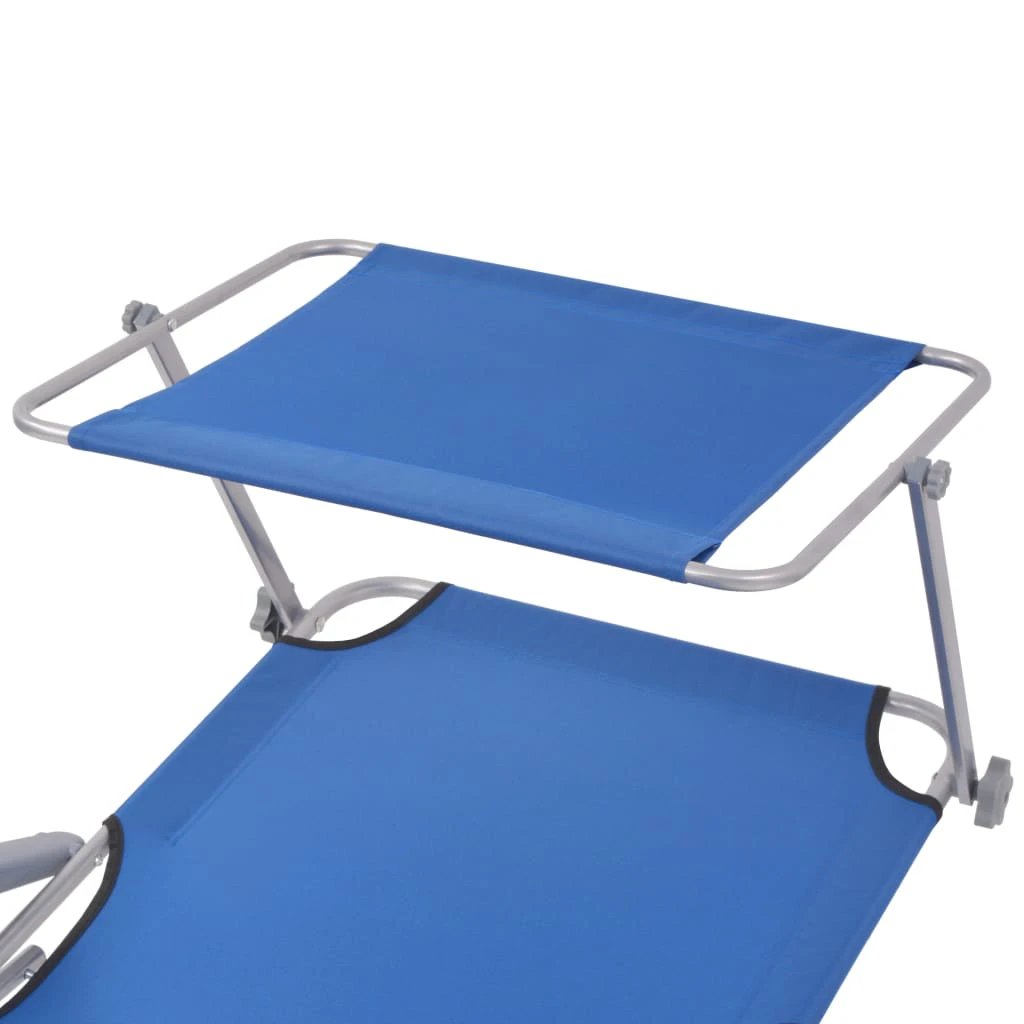 vidaXL Folding Sun Lounger with Canopy Steel Taupe by vidaXL