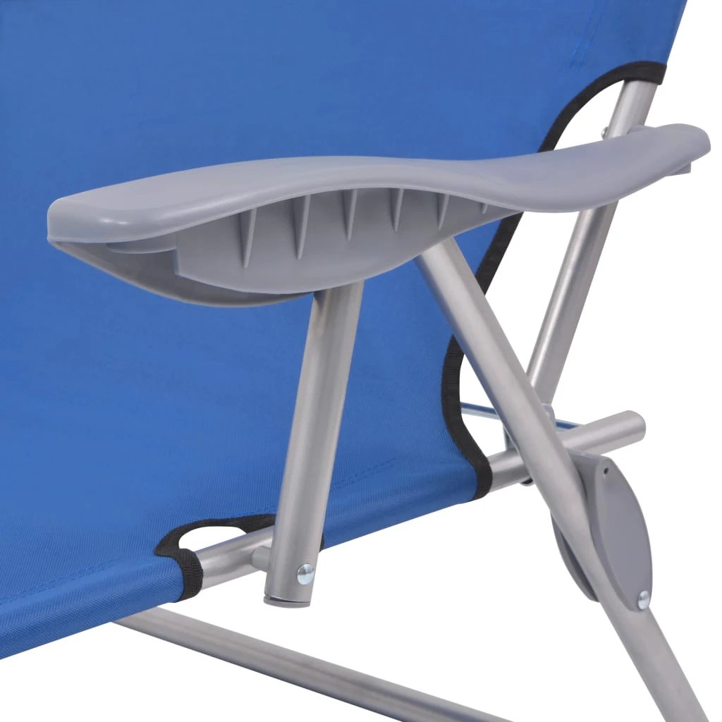 vidaXL Folding Sun Lounger with Canopy Steel Taupe by vidaXL