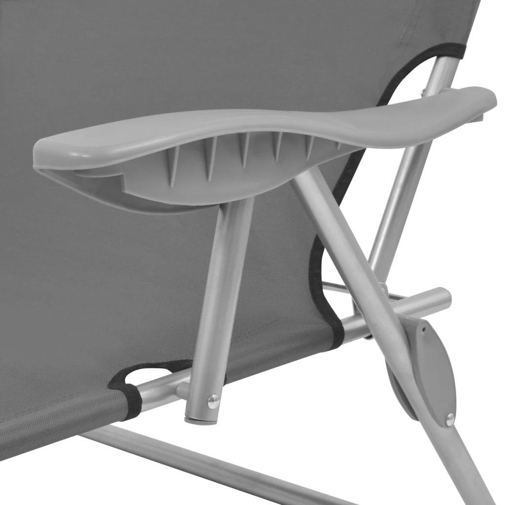 vidaXL Folding Sun Lounger with Canopy Steel Taupe by vidaXL