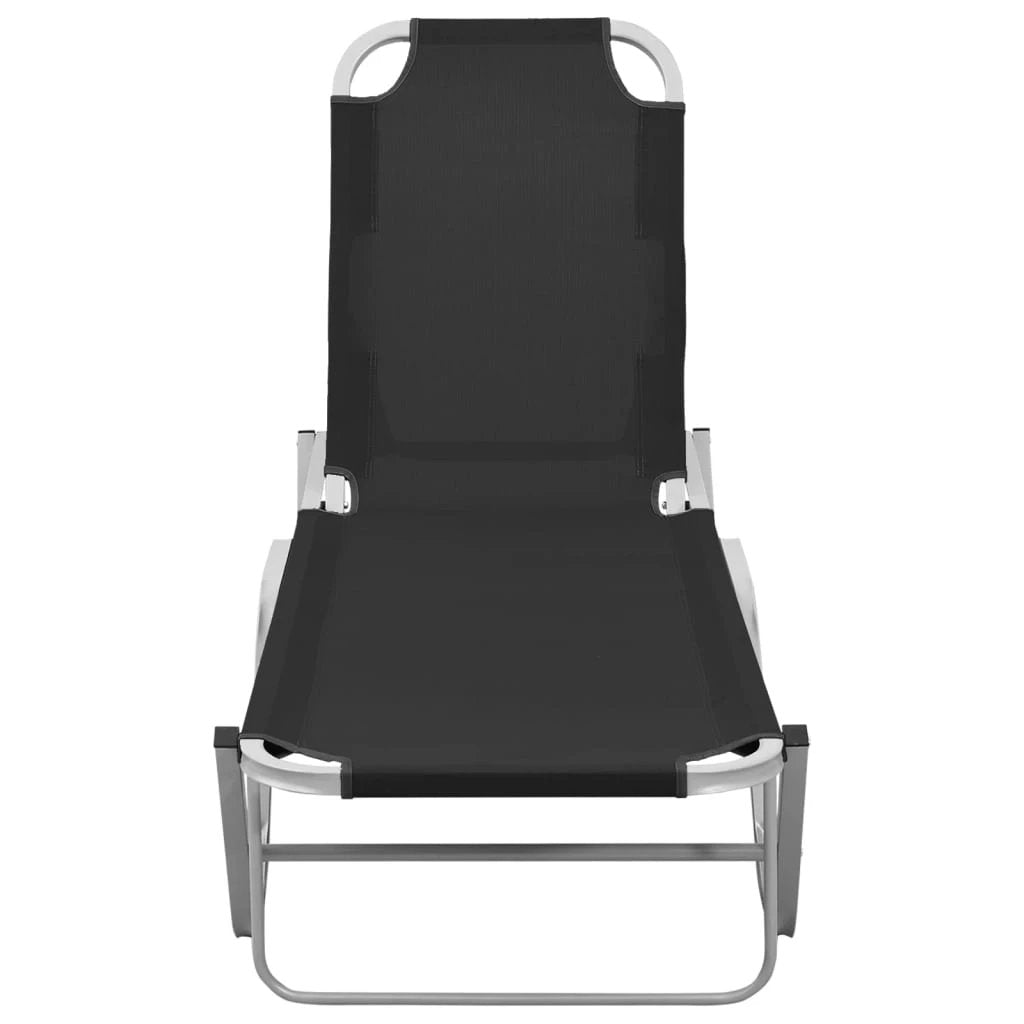 vidaXL Sun Lounger Aluminium and Textilene Black by vidaXL