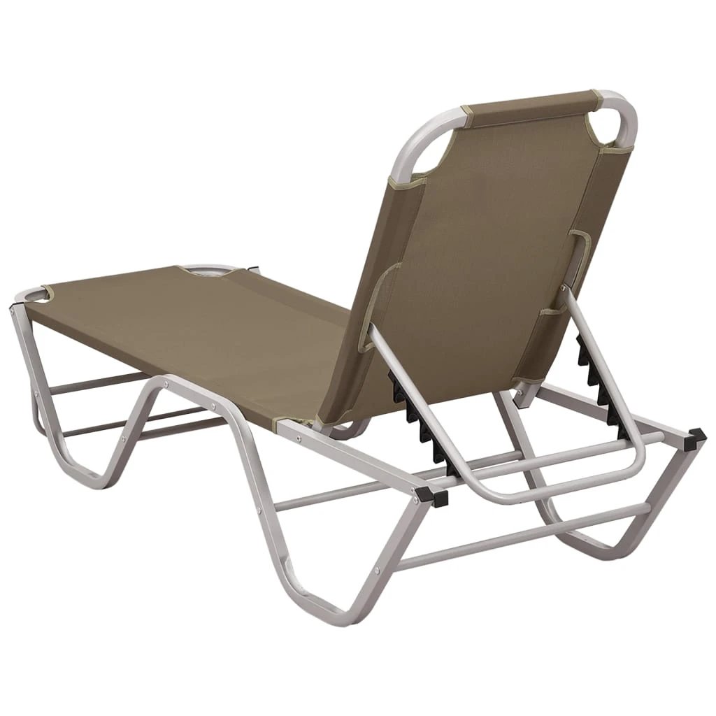 vidaXL Sun Lounger Aluminium and Textilene Black by vidaXL