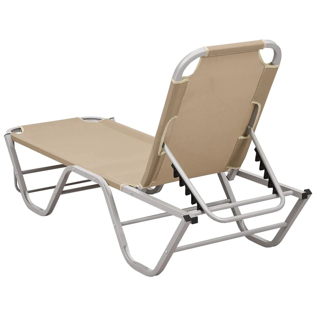 vidaXL Sun Lounger Aluminium and Textilene Black by vidaXL