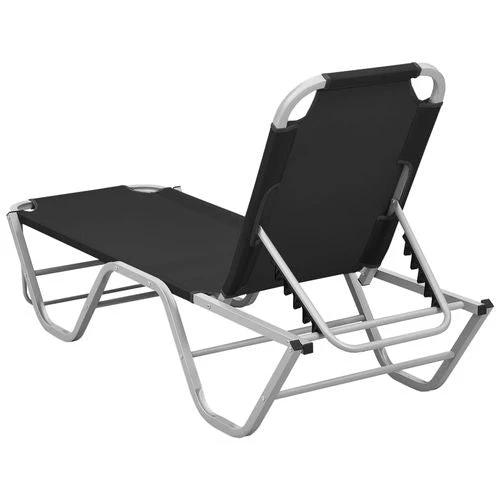 vidaXL Sun Lounger Aluminium and Textilene Black - Sun Lounger