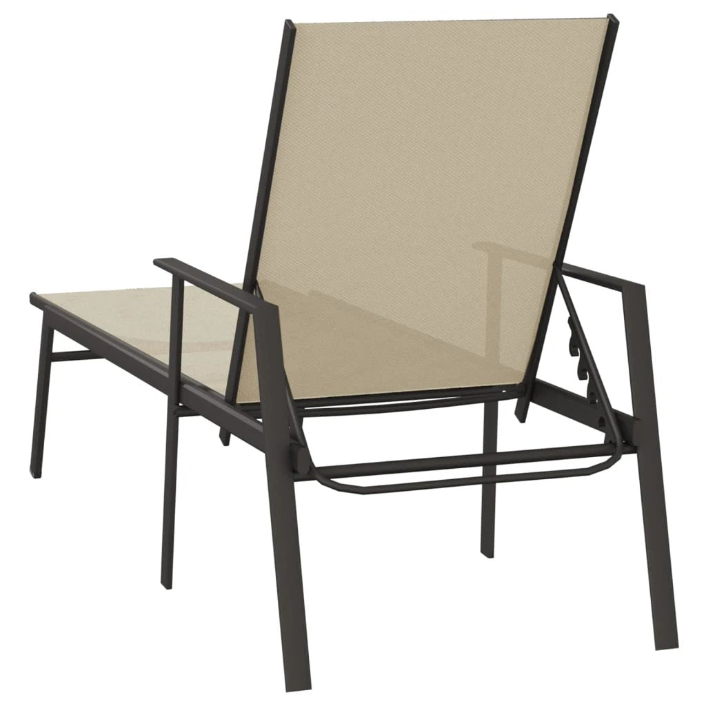 vidaXL Sun Lounger Steel and Textilene Fabric Black by vidaXL