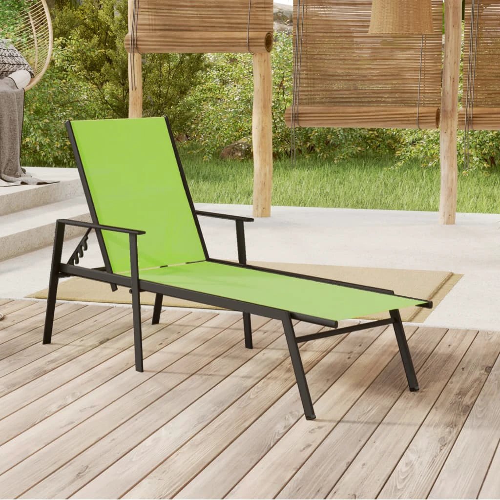 vidaXL Sun Lounger Steel and Textilene Fabric Black by vidaXL