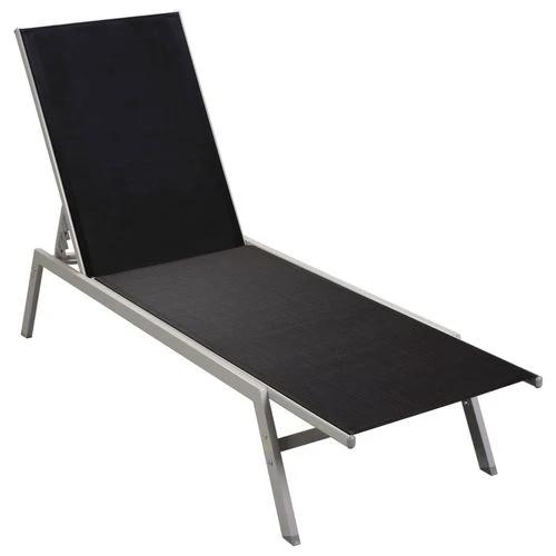 vidaXL Sun Lounger Steel and Textilene Black - Sun Lounger
