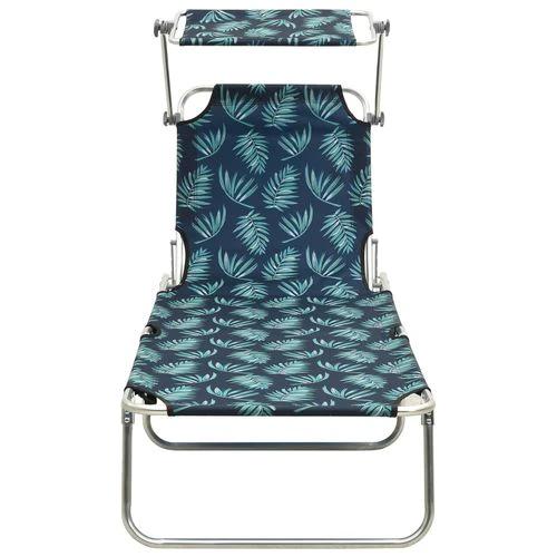 vidaXL Folding Sun Lounger with Canopy Leaf Print Aluminium by vidaXL