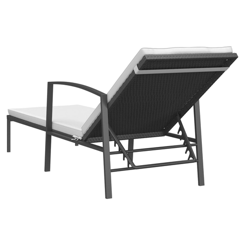 vidaXL Garden Sun Lounger with Cushion Poly Rattan Black by vidaXL