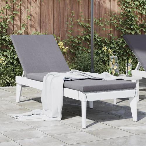 vidaXL vidaXL Sun Lounger with Cushion White 186x60x29 cm PP - Sun Lounger