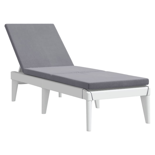 vidaXL vidaXL Sun Lounger with Cushion White 186x60x29 cm PP - Sun Lounger
