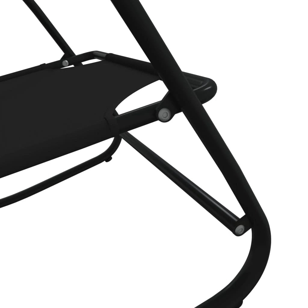 vidaXL Rocking Sun Lounger Black Steel and Textilene - Sun Lounger