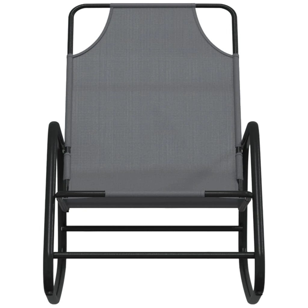 vidaXL Rocking Sun Lounger Black Steel and Textilene - Sun Lounger