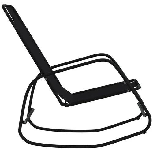 vidaXL Rocking Sun Lounger Black Steel and Textilene - Sun Lounger