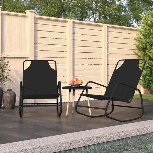 vidaXL Rocking Sun Lounger Black Steel and Textilene by vidaXL