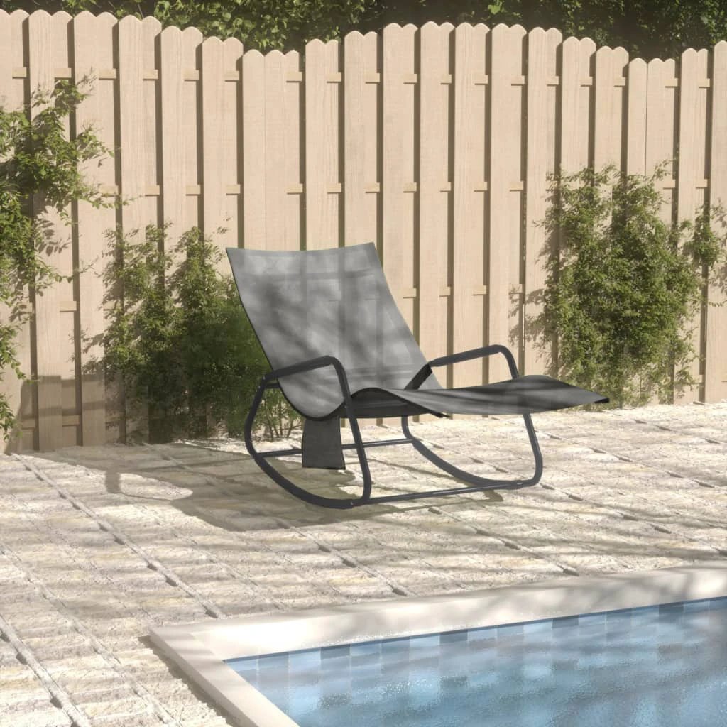 vidaXL Sun Lounger Steel and Textilene Black by vidaXL