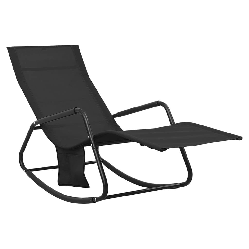 vidaXL Sun Lounger Steel and Textilene Black by vidaXL