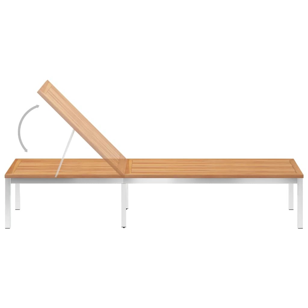 Sun Lounger Solid Acacia Wood and Stainless Steel by vidaXL
