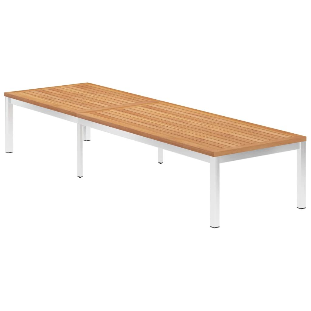 Sun Lounger Solid Acacia Wood and Stainless Steel by vidaXL