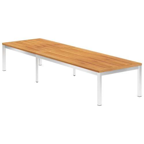 vidaXL Sun Lounger Solid Acacia Wood and Stainless Steel - Sun Lounger