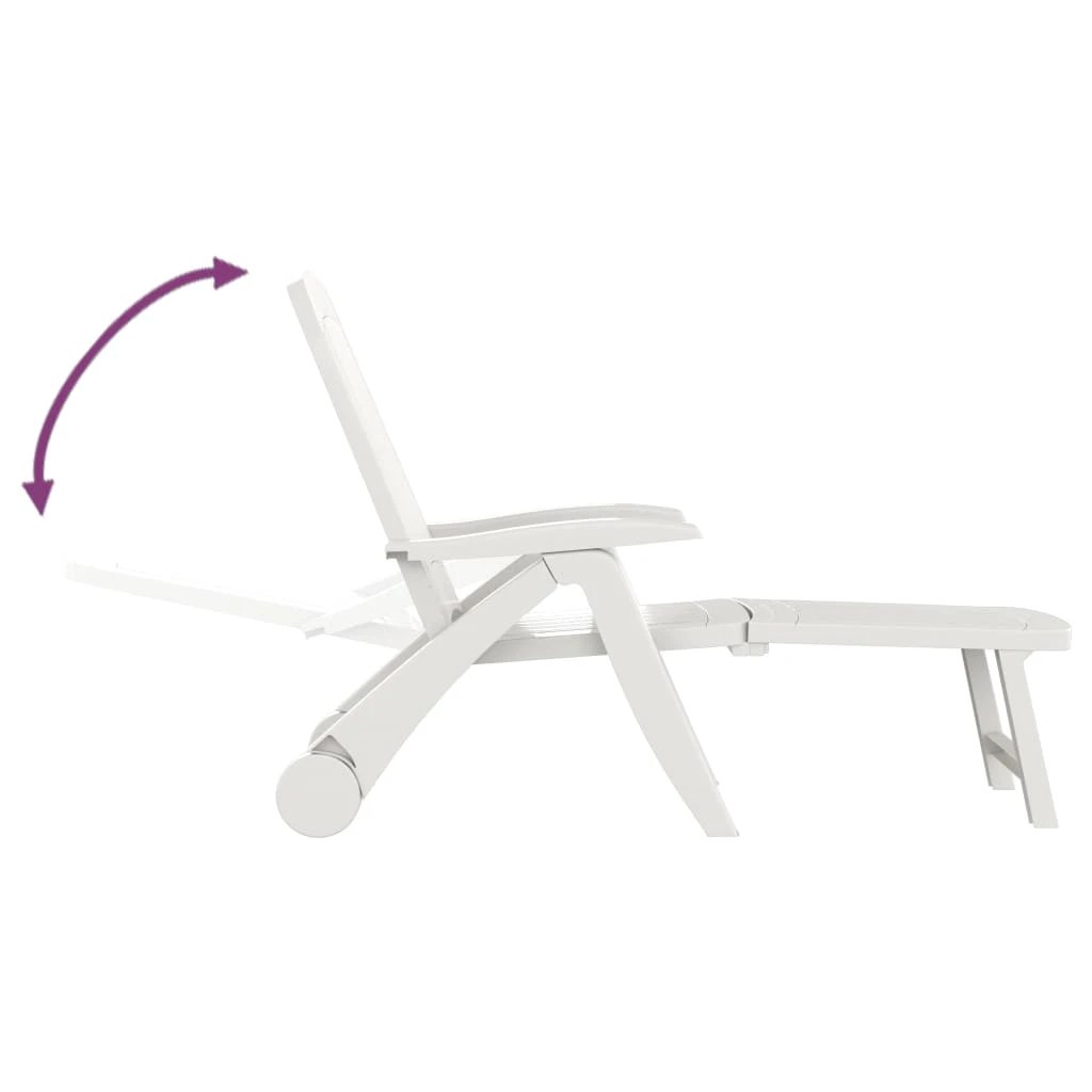 Folding Sun Lounger Polypropylene White by vidaXL