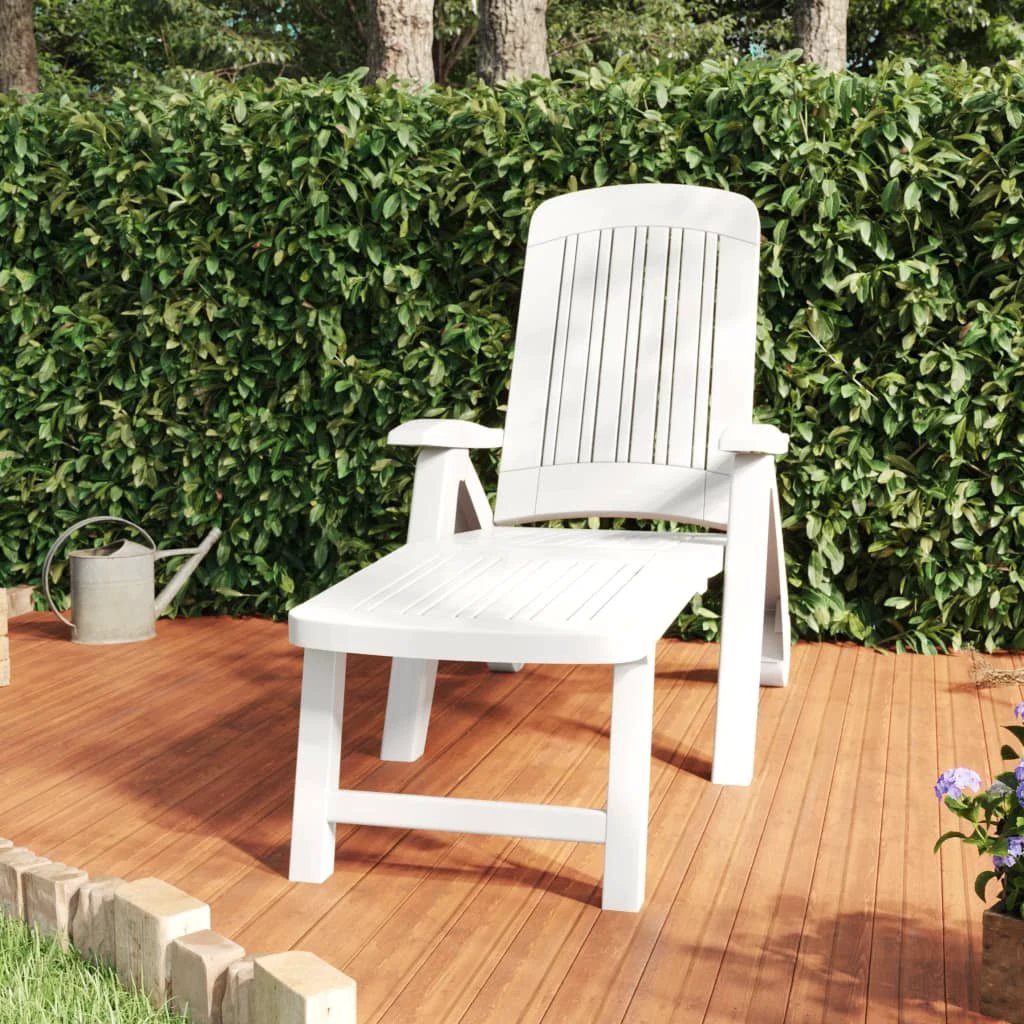 Folding Sun Lounger Polypropylene White by vidaXL