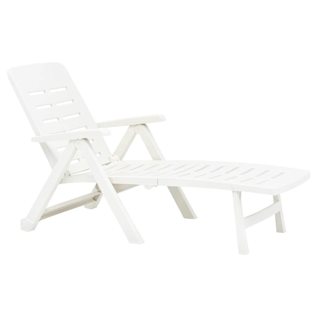 vidaXL Folding Sun Lounger Plastic White - Sun Lounger