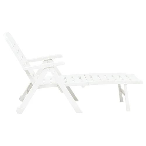 vidaXL Folding Sun Lounger Plastic White by vidaXL