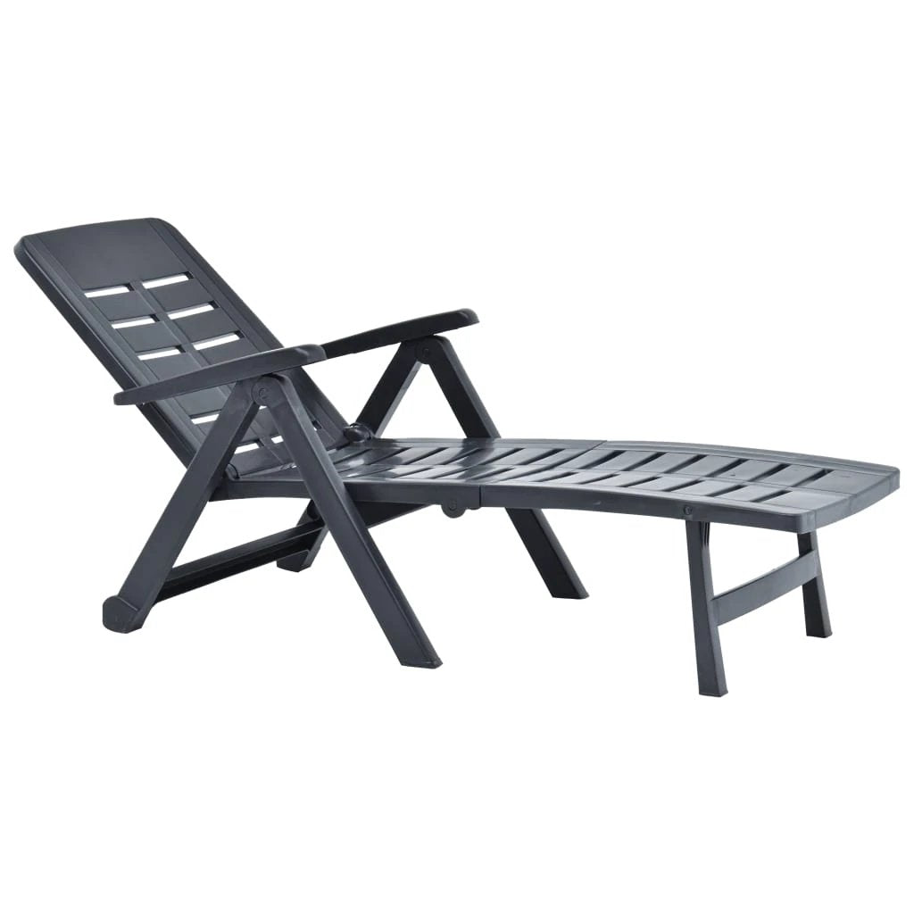 vidaXL Folding Sun Lounger Plastic White - Sun Lounger