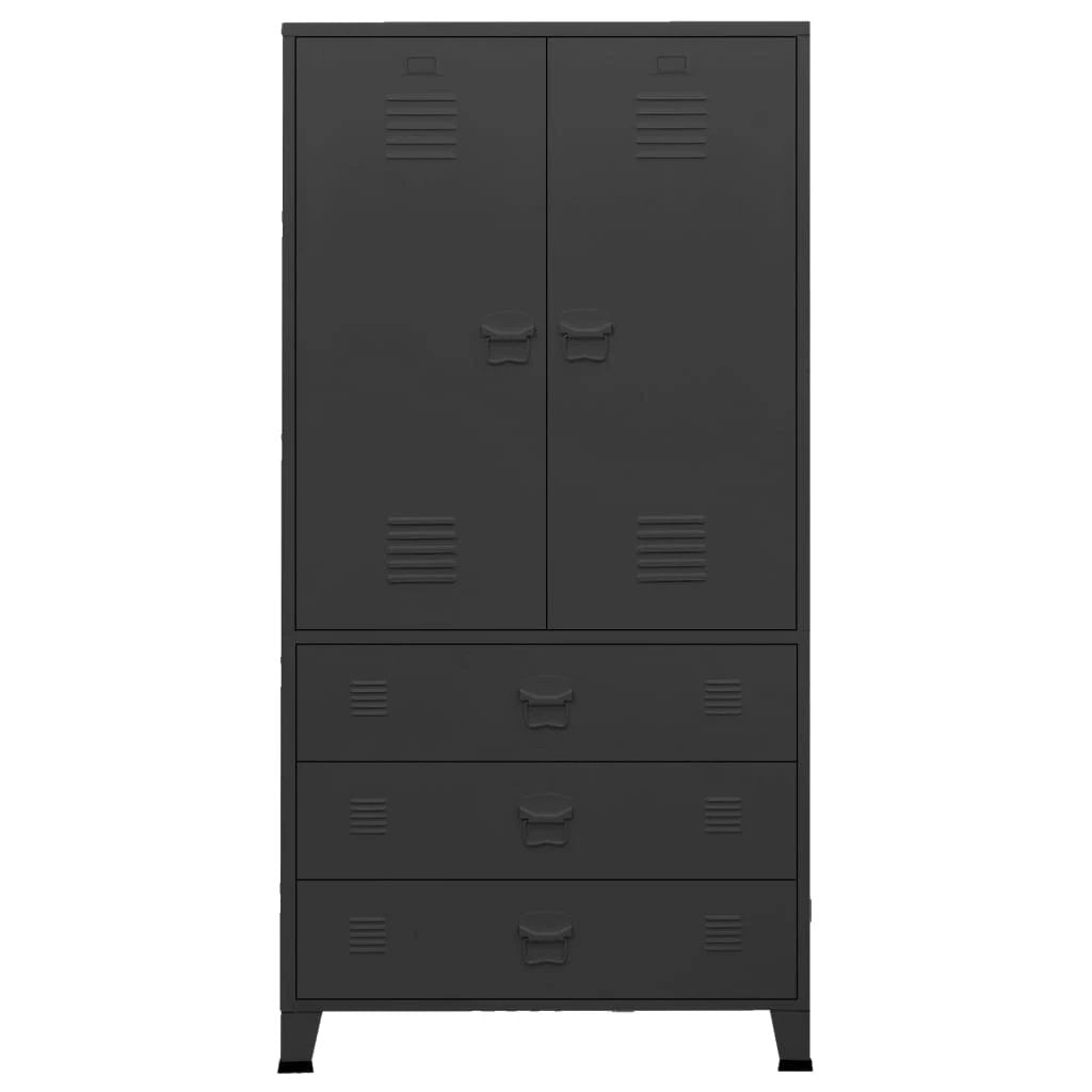 vidaXL Industrial Wardrobe Black 90x50x180 cm Metal - Wardrobe