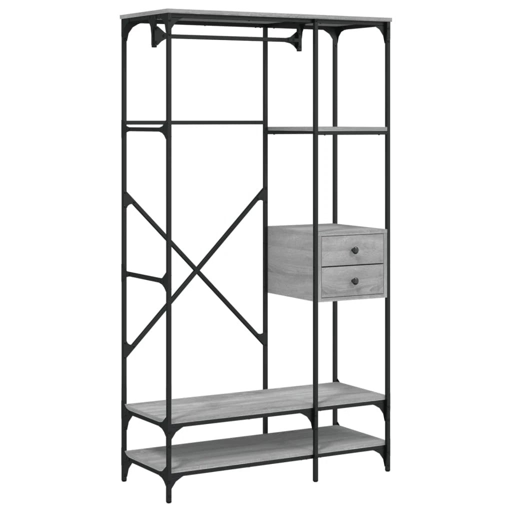 vidaXL Wardrobe with Drawers Black 100x40x180 cm Engineered Wood by vidaXL