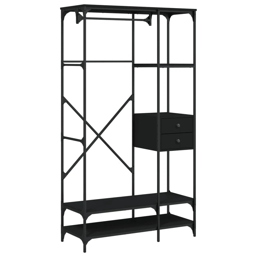 vidaXL Wardrobe with Drawers Black 100x40x180 cm Engineered Wood by vidaXL