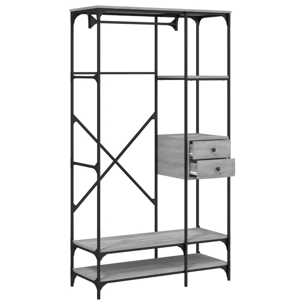 vidaXL Wardrobe with Drawers Black 100x40x180 cm Engineered Wood - Wardrobe