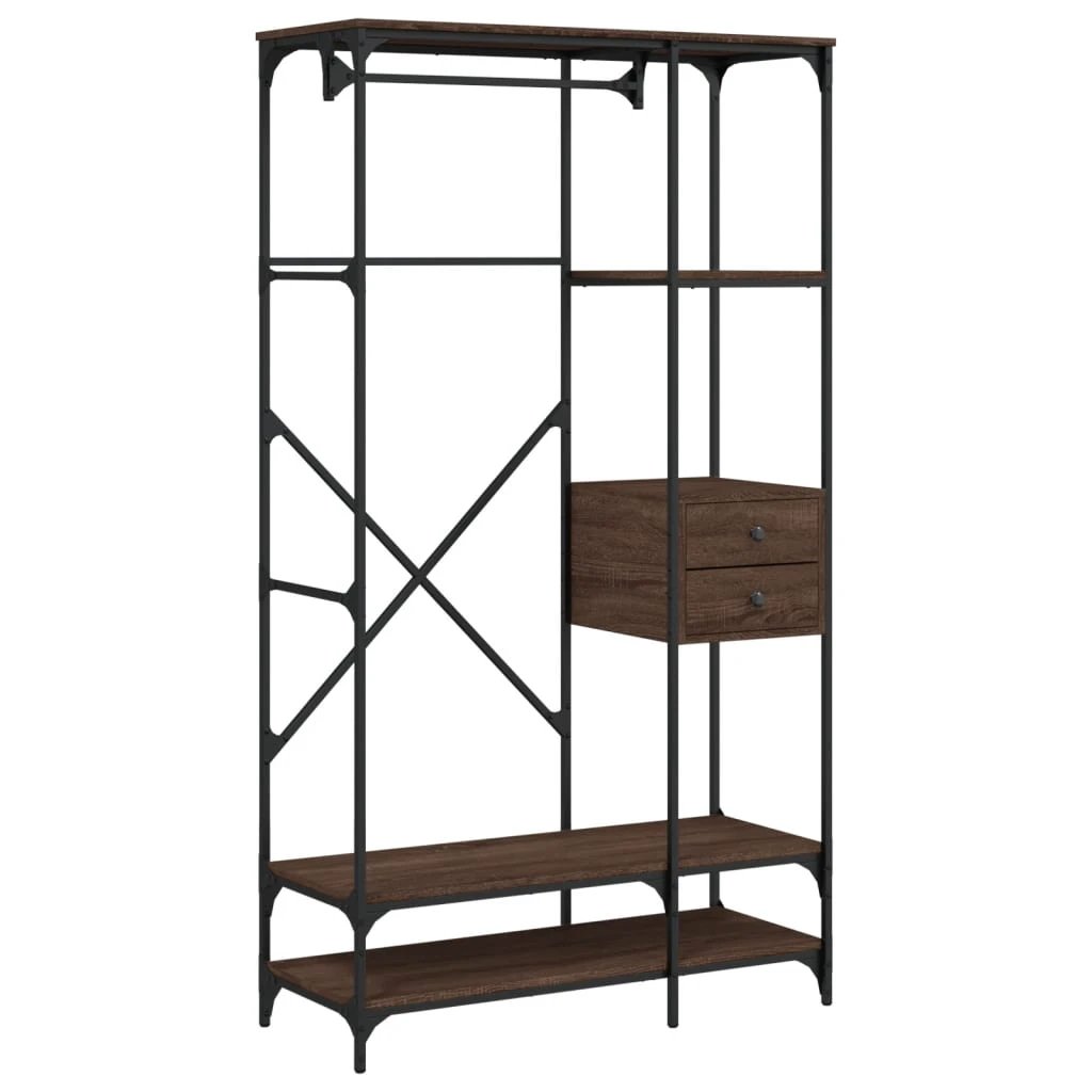 vidaXL Wardrobe with Drawers Black 100x40x180 cm Engineered Wood by vidaXL