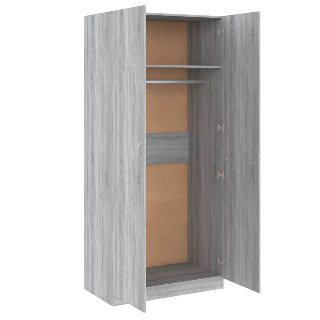 vidaXL Wardrobe Smoked Oak 90x50x200 cm Engineered Wood - Wardrobe